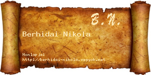Berhidai Nikola névjegykártya